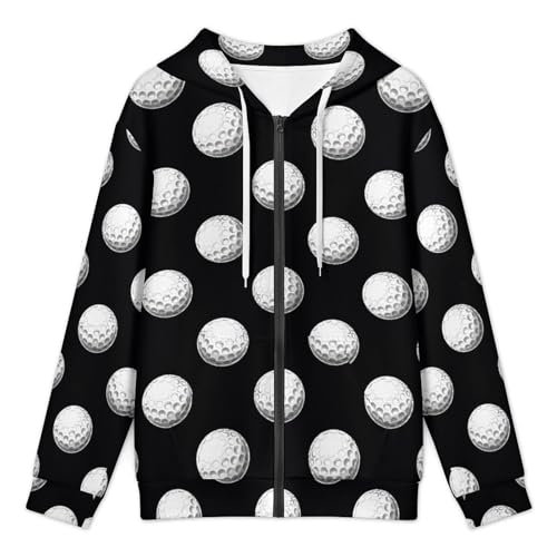 Golf Balls Pattern Men's Hoodies with Zipper Lightweight Long Sleeve Casual Sweatshirts3