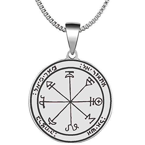 Detailed Engraved First Pentacle of Mars for Victory Stainless Steel The King Talisman Pendant Necklace