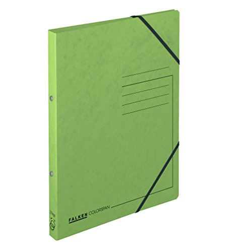Original Falken Ringhefter mit Gummizug. Made in Germany. Aus extra starkem Colorspan-Karton 2 Ring-Mechanik DIN A4 Füllhöhe 14 mm hellgrün Ring-mappe Ringbuch Hefter ideal für Büro und Schule