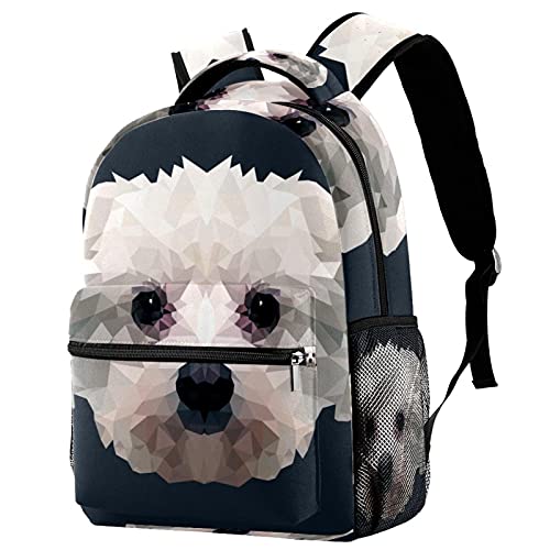 Sac à dos de voyage enfant avec motif bichon maltais et porte-gourde