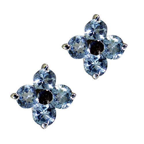 Boucles d'oreilles topaze bleu naturel en argent massif fait main