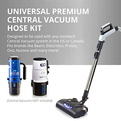 Premium 35 Ft Central Vacuum Hose Kit With Power Nozzle And Pigtail Connection – Central Vacuum Attachments & Accessories - Fits All Central Vacuum Systems #TOP2
