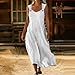Women Summer Casual Dress Sleeveless Flowy Loose Fit Beach Vacation Sundress Solid Color Maxi Dress Fashion Outfits S-2XL