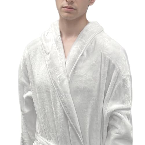 Elegant Comfort Luxury Men’s Hooded Plush Fleece Spa Bathrobe with Shawl Collar and Pockets - Velvet Soft, Mens Spa Long Robe3