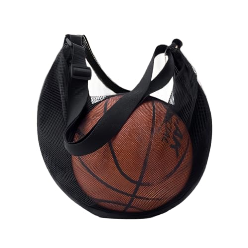Bolsa de basquete e vôlei – bola esportiva de grande capacidade com alça de ombro única, bolsa de armazenamento portátil para treinamento (preto)