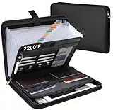 Niuny Feuerfeste Dokumententasche A4 Tragbarer Akkordeon Dokumentenmappe 36,5 × 26,5 × 4cm Schreibmappe A4 Mit Reißverschluss Konferenzmappe Mit 13 Fächern Feuerfeste Tasche Für Zuhause und Büro