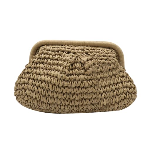 Straw Crossbody Clutch Bag Woven Shoulder Bag with Chain Strap Straw Clutch Cloud Shoulder bag Handbag Ruched Bag4