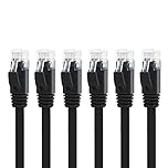 Yauhody CAT6 Ethernet Cable - 1m Black Pack of 6, High Speed Gigabit Internet LAN Patch Cable for TV, Gaming, Router