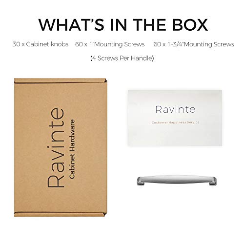 Image of Ravinte 30 Pack Solid 5 Inch Cabinet Handles - Brushed Nickel & Satin Nickel Drawer Pulls - Kitchen Cabinet Hardware