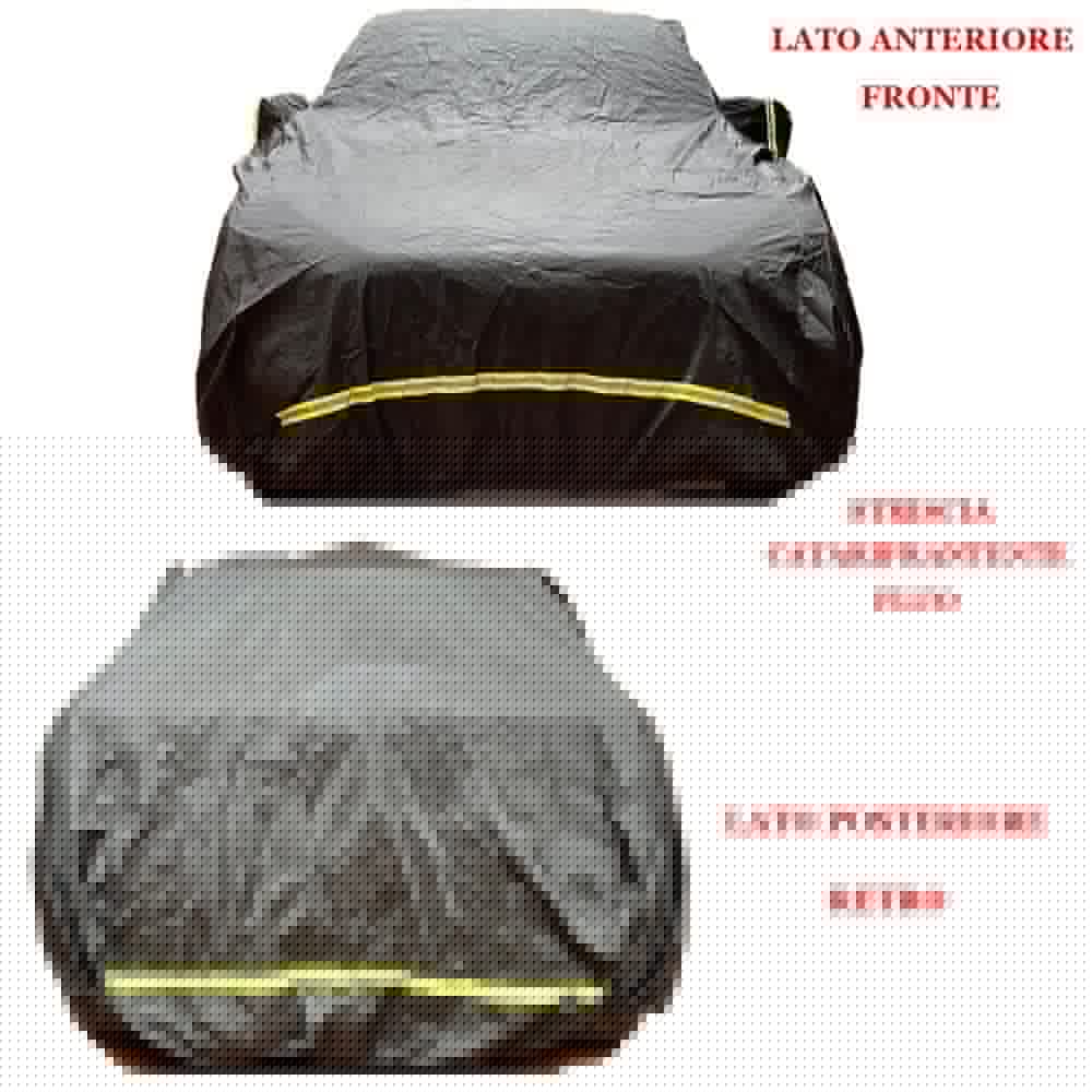 COMPATIBILE CON TESLA Model 3 Standard RWD Plus TELO ANTIGRANDINE COPRIAUTO FELPATO IMPERMEABILE ANTIGELO NERO STRISCE CATARIFRANGENTI-FLUO 482X196X140CM ZIP LATERALE