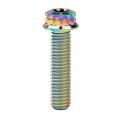 Image of Titanium Flange 12 Point Head M8 x15 20 25 30 35 40 45 50 55 60 65mm Screw Bolt Pack of 4 (M8x30mm, Rainbow)