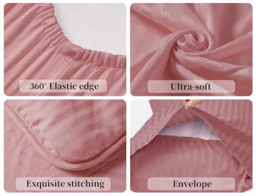 Image of ZPECC Toddler Bedding Set - 4 Piece Hypoallergenic Baby Crib Bedding Set for Boys and Girls, Includes Toddler Comforter, Flat Sheet, Fitted Sheet and Pillowcase, Dusty Rose (Pack of 2)