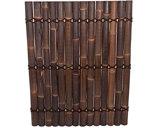 Bambus Sichtschutzzaun, Naturmaterial, Schwarz-Braun, 150 x 120 cm, Handgefertigt, Premium Qualität, Leichte Montage