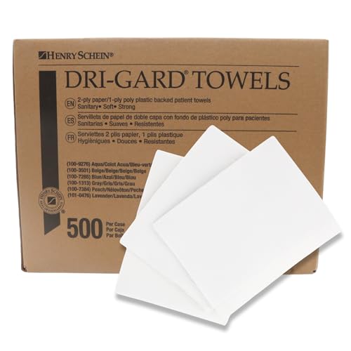 Dri-Gard Disposable Towels, 13" x 19", 2-Ply, Poly Back, White, 500 Ct