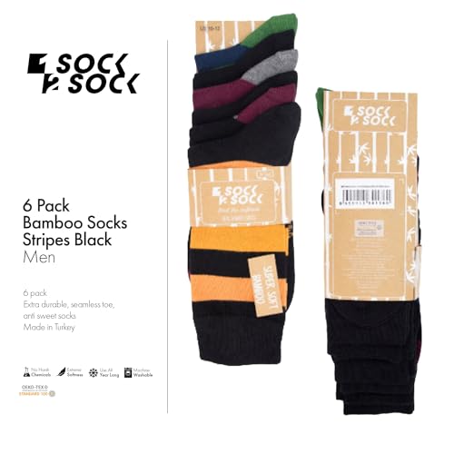 1SOCK2SOCK - Men's 6 Pack Bamboo Blend Thin Crew Socks - Super Soft, Breathable, and Colorful Dress Socks4