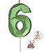 Number Birthday Candles(6 Candle Green) 3D Diamond Shape Number Happy Birthday Cake Candles for Birthday Party Wedding Decoration Reunions Theme Party