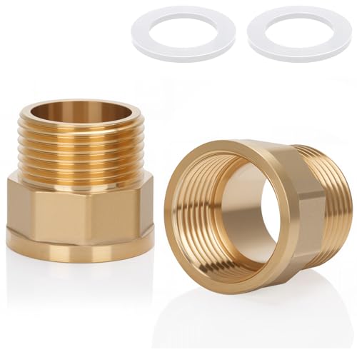Noosverl 2-Pack Brass AG/IG Reducer Adapter 1 Zoll Reduzierstück Thread | Durable Pipe Connection Converter with Rubber Seal for Water/Gas/Liquid Systems