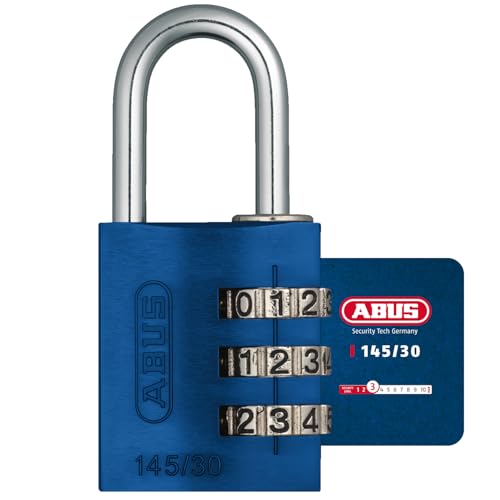 ABUS Zahlenschloss 145/30 Blau - Kofferschloss Spindschloss u. v. m. - Aluminium-Vorhängeschloss - individuell einstellbarer Zahlencode - ABUS-Sicherheitslevel 3