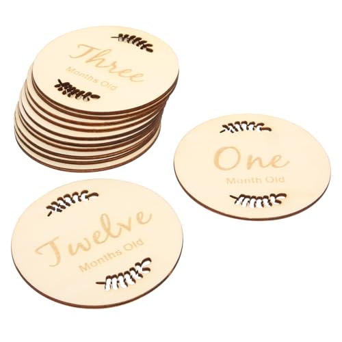 BESTonZON Baby Milestone Cards Set Newborn Announcement Signs Wooden Circles Monthly Milestones for Nursery Decor Boys Girls