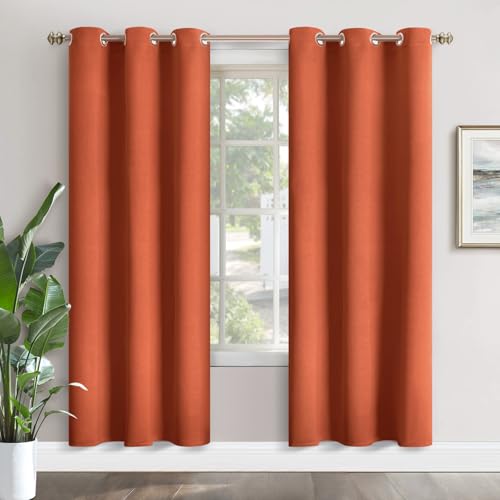 Image of YoungsTex Terracotta Blackout Curtains 84 Inches Length for Bedroom - Burnt Orange Thermal Insulated Drapes with Grommet Room Darkening Privacy for Living Room Window, 2 Panels, 42 x 84 Inch