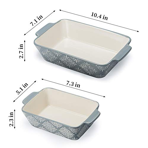 Baking Dish Ceramic Baking Pan Grey Casserole Dish Rectangular Baking Set 2pcs Bakeware Sets Lasagna Pan Baking Dishes