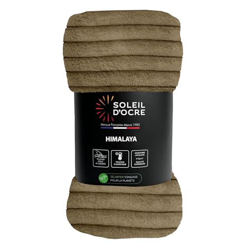 Himalaya Copriletto in e da 220 x 240 cm di colore cammello flanella velluto