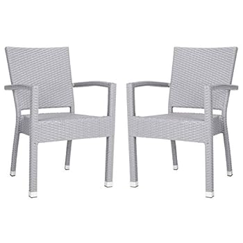 Alternative view of Safavieh PAT4004C-SET2 Outdoor Collection Kelda Grey Stacking Arm Chair