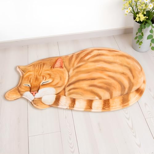 Cat Shaped Rug, 36x16 Inch Soft Absorbent Cat Bath Mat,