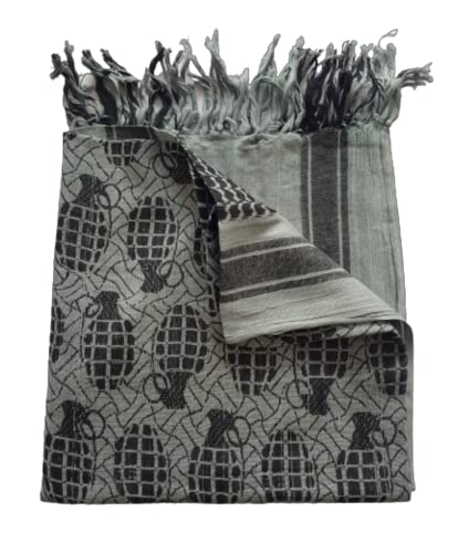 MILSPEC SURPLUS Grenade Shemagh Scarf Desert Head Cover Keffiyeh Neck Wrap Paintball Army Tactical Scarves (Grey)