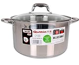Quttin New Caesar - Olla Profesional Induccion, Cocina y Horno, Cacerola Grande, Acero Inoxidable Antiadherente, Tapa Cristal y Asas, 28 cm/7 L