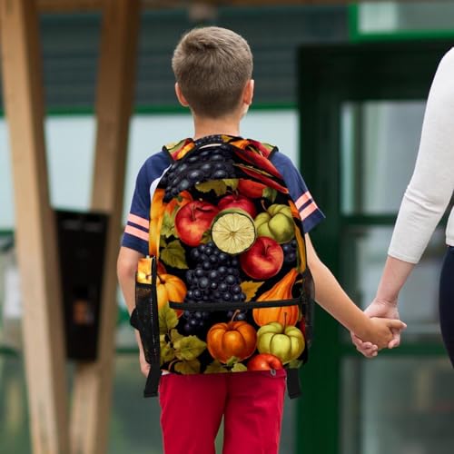 Sac à dos avec trousse à crayons motif fruits multicolore grand format