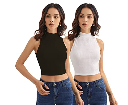 Image of Shasmi Women Crop Top, Ribbed, Stylish Tank Top, Soft and Comfy Fabric has Some Stretch