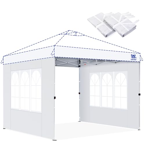 Fanpat Church Window 10x10ft Canopy Sidewalls for Pop Up Canopy, Waterproof UV Protection Fabric, Suitable for Outdoor Party, Picnics & Camping, White(2pcs Sidewalls Only, NOT Included Frame and Top)
