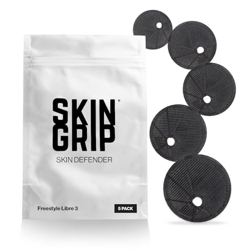 Skin Grip: Skin Defender Reusable Barrier for Freestyle Libre 3 CGM Device Pre-Cut Non-Adhesive Underlay for Continuous Glucose Monitor Sensors Helps Prevent Allergic Reactions 5 Pack