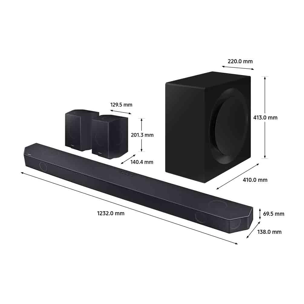 Samsung Soundbar HW-Q990D/ZF Serie Q, 22 Speaker, Wireless Dolby Atmos, Audio a 11.1.4 Canali, Q-Simphony, Alexa integrato e compatibile con Google Assistant, Graphite Black 2024