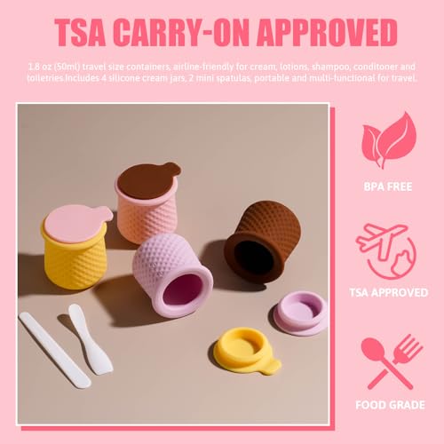 مراجعة JPNK — 4 حاويات سيليكون للسفر 1.8oz (≈53مل) معتمدة TSA مانعة للتسرب وخالية من BPA لكريمات الوجه واليدين والجسم - الصورة 5