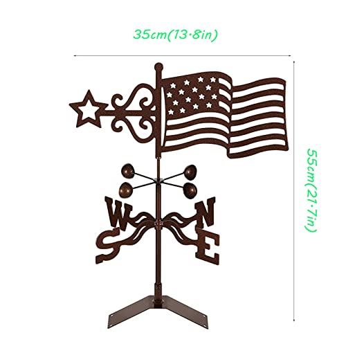 Weathervanes for Cupolas, Weather Vanes for Yard Large,Dwarfs Weathervanes,for Roof Barn Yard Rooster Decor Roof Mount-National Flag