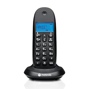 Motorola C1001CB+ – Digitales DECT-Schnurlostelefon – Anrufblockierungsmodus, Anrufer-ID, Freisprecheinrichtung, Telefonbuch mit 50 Nummern, hintergrundbeleuchteter Bildschirm – Schwarz