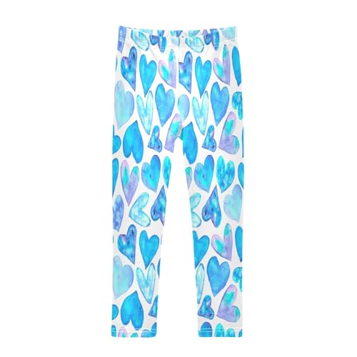 Toddler Girls Leggings Printed Yoga Pants Leggings Blue Love for Kids