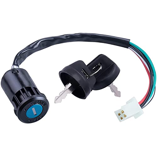 Greluma 1 pièce interrupteur à clé d'allumage pour moto 4 fils avec capuchon pour 50 cc 70 cc 90 cc 110 cc 125 cc 150 cc 200 cc 250 cc Taotao sunl ATV quad dirt pocket bicyclette scooter électrique
