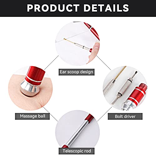 SacJkt Rückenkratzer, Rückenkratzer Ausziehbar aus Edelstahl, Kratzhand Rückenkratzer Ausziehbar von 18cm auf bis zu 51cm für Kopf und Rücken Kratzhand Rückenmassage - Rot - Image 4