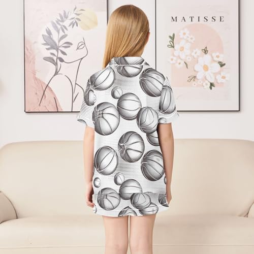 ALAZA Basketball Abstract Cartoon Satin Pajamas Set Short Sleeve Button Down Sleepwear Summer Pjs 2 Piece4