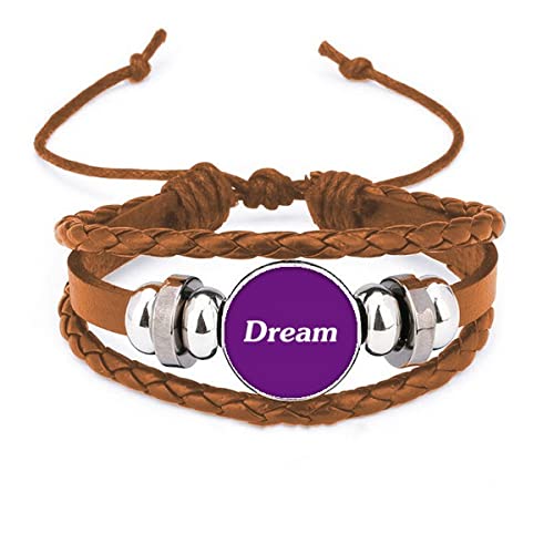 Bracelet en cuir Dream Word anti-stress avec citation inspirante pour rester serein