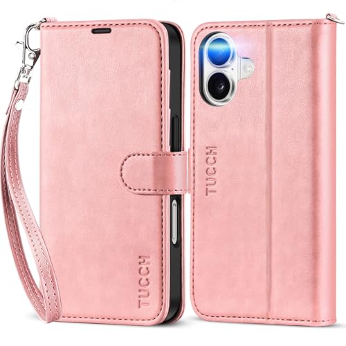 Coque iPhone 16 Portefeuille Rose Protection Intégrale Antichoc Étui TUCCH 2024