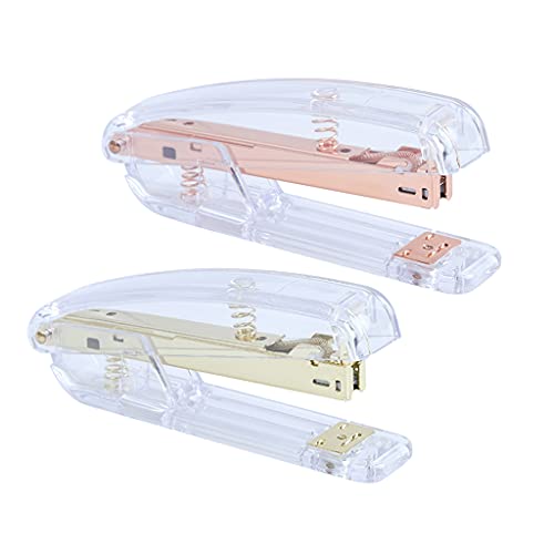 DONTHINKSO Goud Acryl Premium Nietmachine Clear Briefpapier Bureau Accessoires voor Dagelijkse Kantoor Noden Moderne… - Image 3