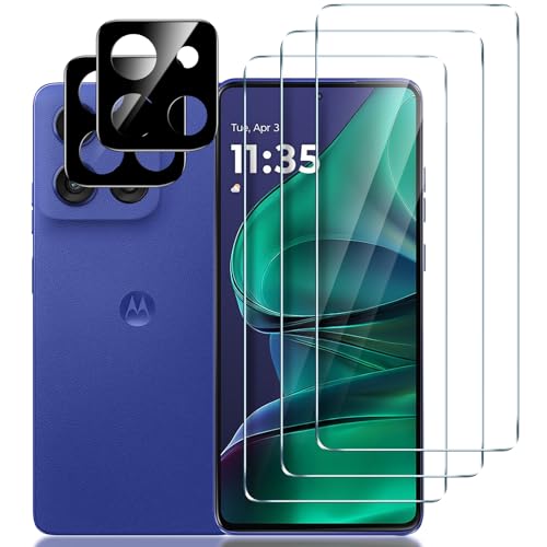 LYWHL for Motorola Moto G Stylus 5G (2025) Screen Protector 3 Pack Tempered Glass 9H Hardness HD Clear Film + 2 Pack Camera Lens Glass Protector Case Friendly Touch Sensitive