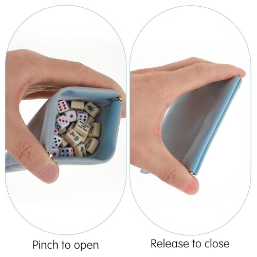 Bolsa para dados Mahjong, 3.9x4.1 pulg, cuero PU azul claro miniatura 2
