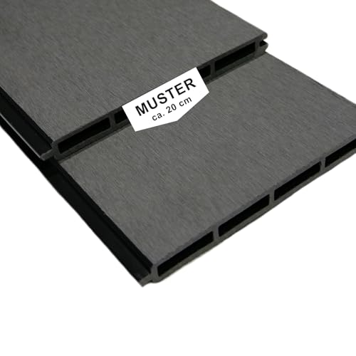 Woodstore24 WoodoZaun Muster ca. 20 cm - Grau - WPC Sichtschutzzaun - Steckzaun - Pflegeleicht & Wetterfest - Breite: 200 mm, Stärke: 20 mm