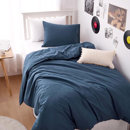 Wake In Cloud - Cotton Duvet Cover Set, 100% Washed Cotton, Linen Like Textured, Breathable Durable...