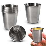 Stainless Steel Shot Glasses 70ml/2.37oz β 8 Pcs Metal Shot Glasses Unbreakable, Durable, Sleek Design with Smooth Surface, Easy to Clean β Suitable for Drinks for Home, Bar and Outdoor Use